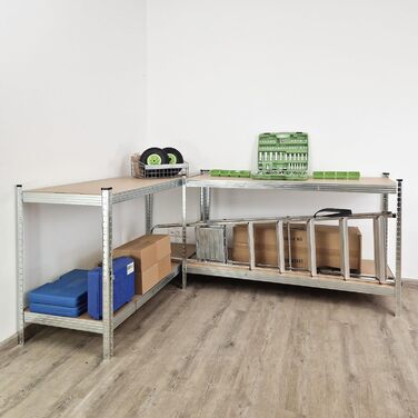 Стелаж TRUTZHOLM для важких умов експлуатації 180x160x60 см, вантажопідйомність 1000 кг, безболтовий стелаж, стелаж для зберігання, стелаж для підвалу, стелаж для майстерні, оцинкована сталь, 4 полиці