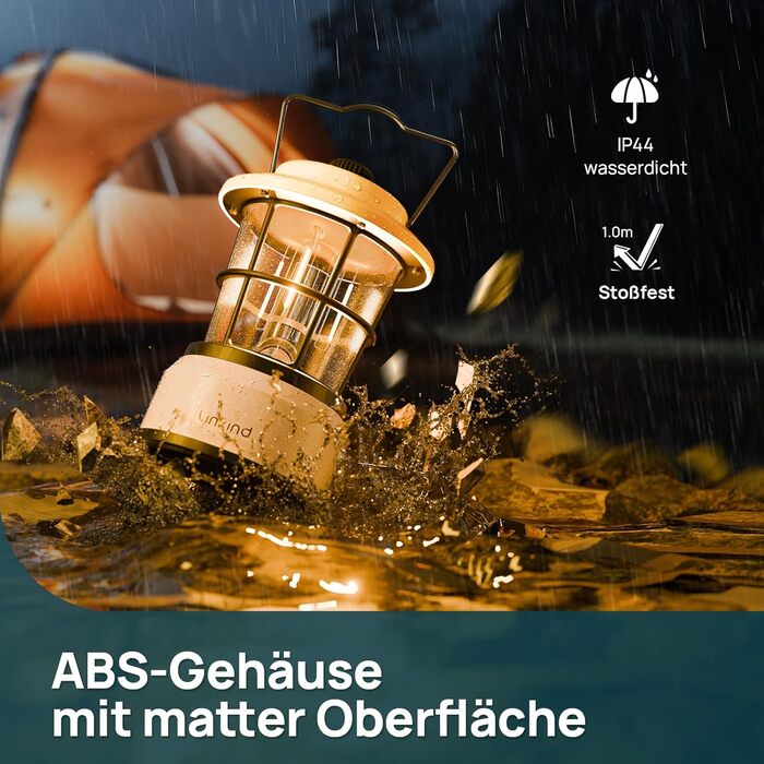 Світлодіодний кемпінговий ліхтар Linkind, з регульованою яскравістю, 2-кольоровий кемпінговий ліхтар на батарейках, ретро-кемпінговий ліхтар із 200-годинним терміном служби батареї, портативний IPX4 для кемпінгу, надзвичайних ситуацій, наметів, походів, 2