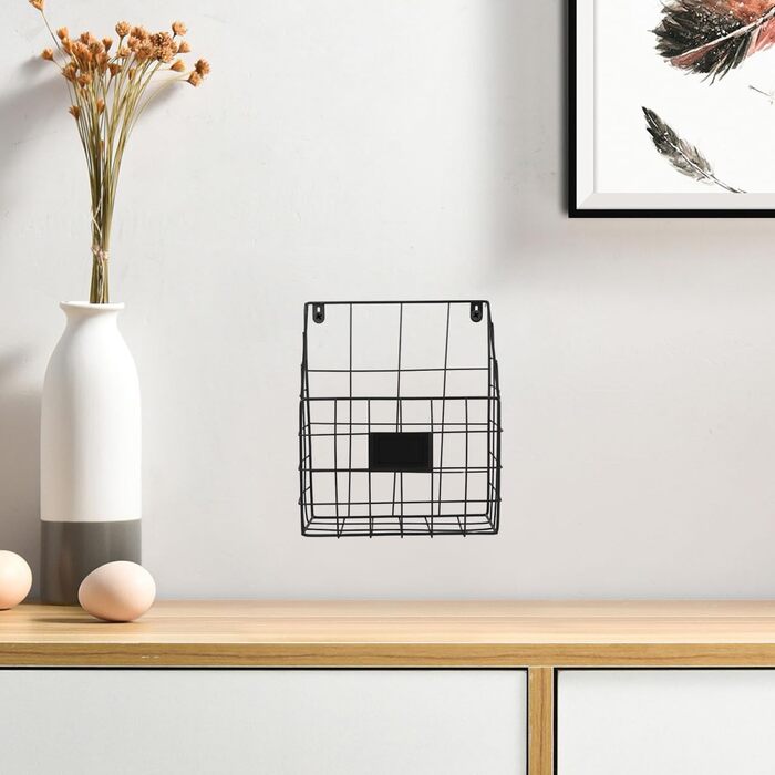 Настінний кошик Toyvian з металу та заліза, кований настільний органайзер для настінного кріплення, кошик для зберігання журналів та книг, настінна полиця для кухні, офісу, ванної кімнати