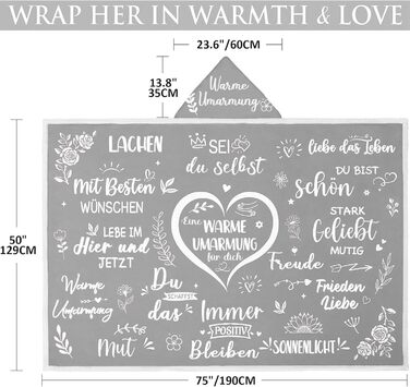 Подарунки для найкращих друзів, плед-обіймач з рукавами, подарунок на день народження найкращій подругі, подарунок для жінок, мами, дівчини, сестри, дружини, бабусі на Різдво, день народження, сірий