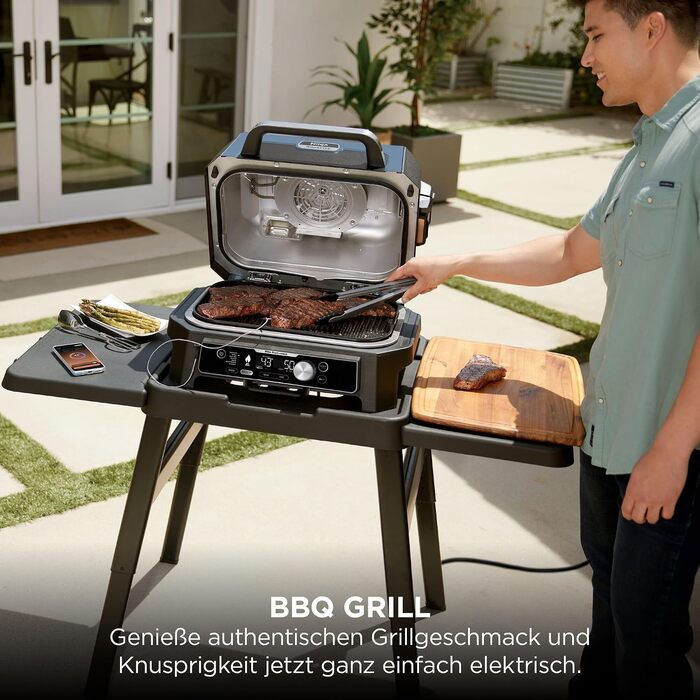 Електричний BBQ-гриль-смокер Ninja Woodfire Pro Connect XL, синій/чорний