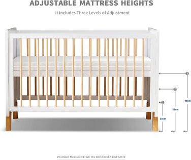 Дерев&39яне дитяче ліжечко 3-в-1, трансформоване дитяче ліжечко, 3 регульовані положення основи ліжка, матрац Deluxe Aloe Vera у комплекті, від народження до 6 років (без матраца 120X60 см)