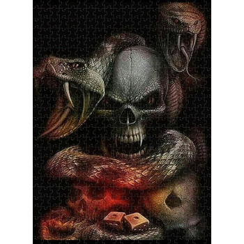 Дерев&39яний пазл із черепа та змії на 6000 елементів. Подарунковий сімейний класичний пазл