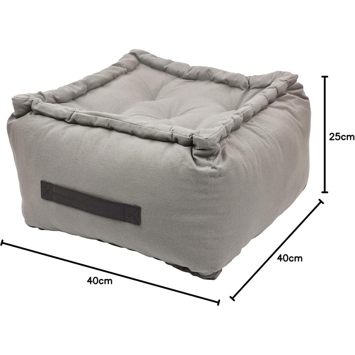 Товста підлогова подушка, однотонна - висота 25 см - кілька кольорів - пуф - оттоманка - табуретка - 40x40x25 см - 100 бавовна (170 г/м2) (світло-сіра)