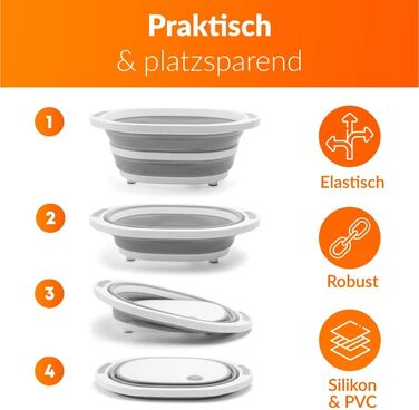 Багатофункціональна обробна дошка та мийка Складана миска для миття посуду білого та сірого кольорів Складана миска для кемпінгу Аксесуари та гаджети для автофургонів