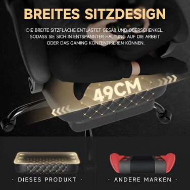 Ергономічне ігрове крісло з підставкою для ніг офісне крісло з високою спинкою та поперековою опорою (чорне)