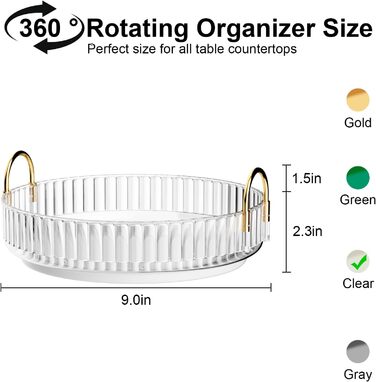 Органайзер для косметики MOACC, обертовий на 360, органайзери для макіяжу для туалетного столика, система зберігання засобів догляду за шкірою, 1 шар, прозорий