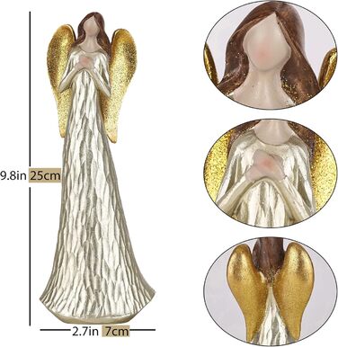 Золота статуетка ангела, ангел, що молиться, 24,9 см, золота прикраса для дому, статуетка, заохочення, любов, співчуття, вдячність, траур, дружба