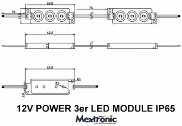 Набір світлодіодних модулів Mextronic IP65 20 світлодіодних модулів 3xPower SMD світлодіодів теплий білий водонепроникний 12 В