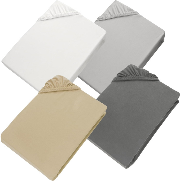 Простирадло Esprit з бавовняного джерсі 180x200 на пружинний матрац 200x200 сірого кольору - Розкішне простирадло на резинці 200x220 см готельної якості для матраців висотою до 30 см - Дихаюче та постільна білизна Oeko-Tex сірого кольору 180x200 см - 210x