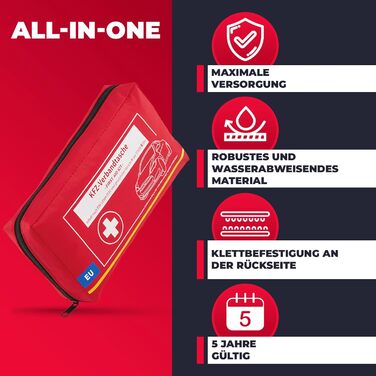 Автомобільна аптечка Автомобільна аптечка до 2029 року відповідає вимогам ЄС згідно з DIN 131642022 Аптечка Аптечка першої допомог