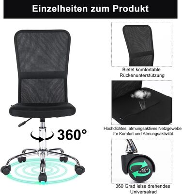 Ергономічне офісне крісло Mingone, сітчасте стільце для столу, регульоване по висоті крісло, поворотне на 360 комп&39ютерне крісло з поперековою опорою, вантажопідйомність до 120 кг, чорна сітка