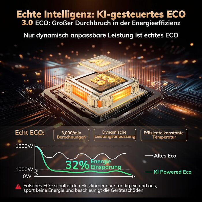 Тепловентилятор AEOCKY 3-го покоління з термостатом зі штучним інтелектом, електричний PTC-обігрівач потужністю 1800 Вт для використання в приміщенні з дистанційним керуванням, коливання 70, безшумний, безпечно портативний для офісу, спальні, вітальні