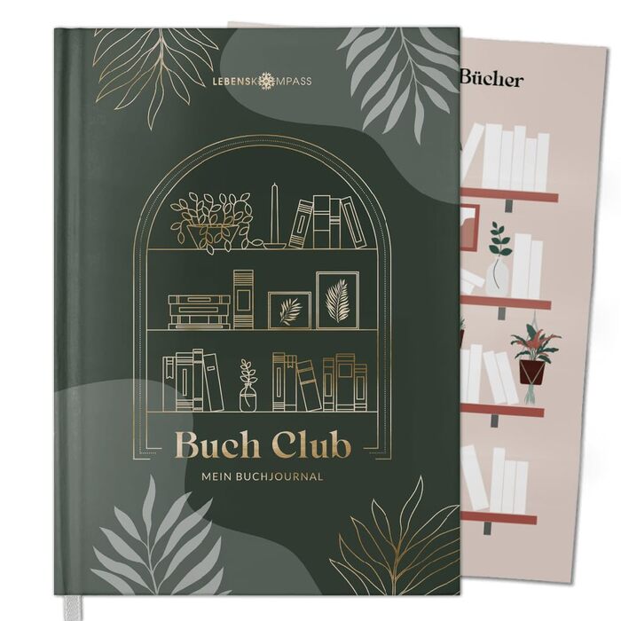 Книжковий клуб LIFE COMPASS - Щоденник читання та книжковий журнал MAGIC - Тверда палітурка DIN A5 Щоденник для дорослих - Трекер читання книжкового клубу - Booktok