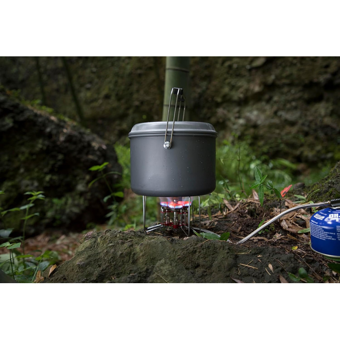 Набір посуду для кемпінгу Bulin, алюмінієві кемпінгові горщики, легкий набір для приготування їжі з складними столовими приборами та чайником, кемпінговий посуд для 1-2-4-6 осіб, ідеально підходить для кемпінгу, активного відпочинку на свіжому повітрі, пі