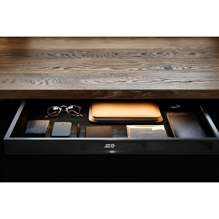 Плоска шухляда під столом 758 мм Міцна пластикова шухляда зі сталевими напрямними до 10 кг Компактний органайзер для офісу та домашнього офісу (чорний), 302