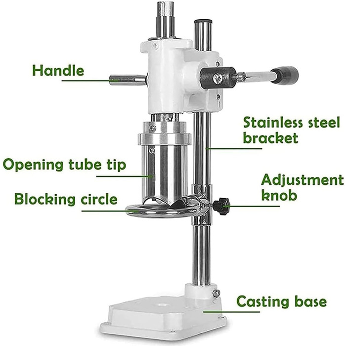 Відкривач кокосових ковпачків, ручний відкривач для кокосів з нержавіючої сталі, комерційний ручний відкривач для кокосових горіхів, ручка, що економить час і працю регульована висота, розмір відкриття 6 см, білий