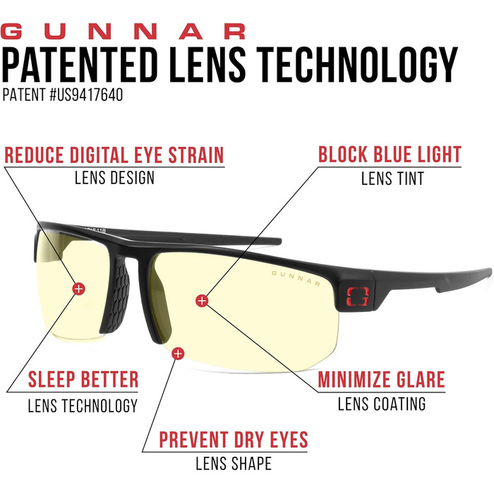 Ігрові та комп'ютерні окуляри Gunnar - торпедо, бурштинові лінзи з 65 синім світлом і 100 захистом від ультрафіолету - безпечні для очей окуляри з синім світлом, преміум-класу, зменшує навантаження на очі