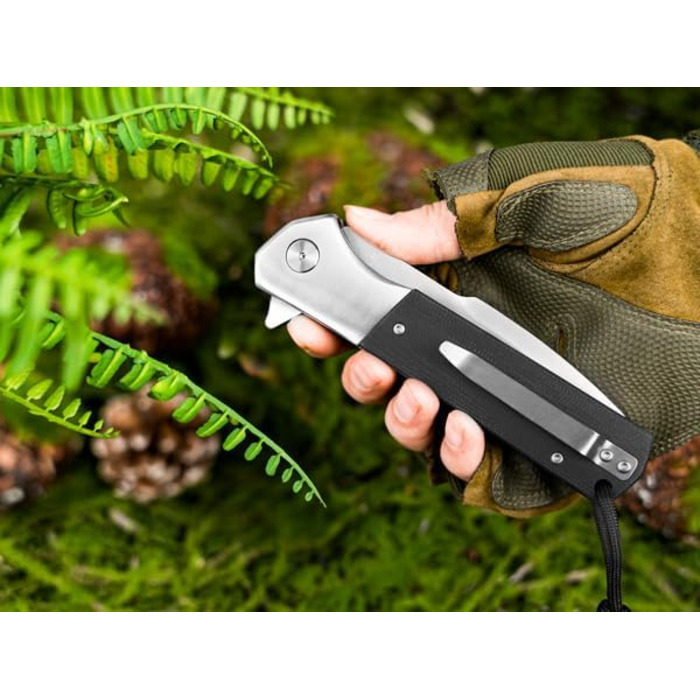 Складний ніж NedFoss BEAST, великий кишеньковий ніж зі сталі D2 10 см з руків'ям G10, гострий одноручний ніж з піхвами та шарикопі