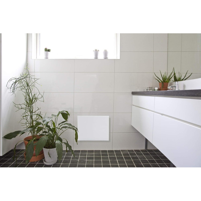 Електричний радіатор Adax Eco Basic 1200 Вт, білий Програмування через Bluetooth Термостат з таймером Настінний електричний обігрівач Електричний радіатор Захист від замерзання, тижневий режим Настінний конвектор 1200 Вт (89,4 x 9,7 x 33 см)