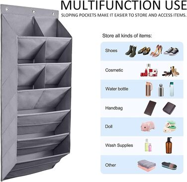 Підвісний органайзер для взуття з 9 гачками для сумок Зносостійка 600D Оксфордська вішалка для зберігання взуття Надміцні глибокі сумки над дверима Полиця для взуття для домогосподарок Жіноче взуття Кросівки 17 x 6.7 x 47