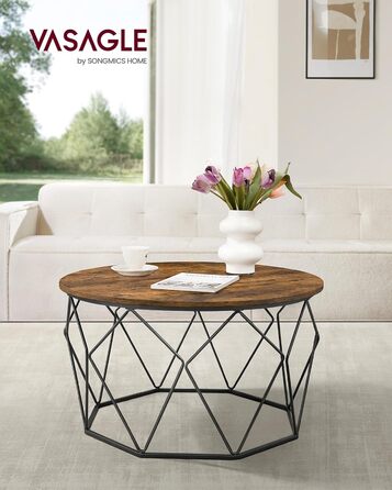 Журнальний столик VASAGLE, приставний столик, стіл для вітальні, диван-столик, сталевий каркас, для вітальні, спальні, кабінету, промисловий дизайн, вінтажний коричнево-чорний LCT040B01