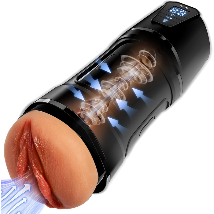 Електричний мастурбатор для чоловіків з 10 функціями вібрації та 5 функціями всмоктування, реалістична секс-іграшка для вагіни та кицьки, кишеньковий мастурбатор для кицьки, секс-іграшка для пеніса та кицьки