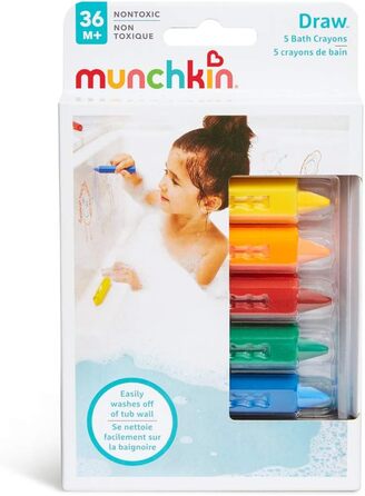 Фарби для ванн Манчкін, барвисті іграшки для ванни, практичні крейдяні фарби для ванни на плитці та кераміці, набір з 5 шт. , який