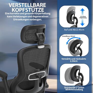 Ергономічне офісне крісло TRALT, до 150 кг, сітка, чорний