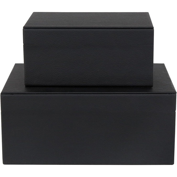 Шкатулки для ювелірних виробів HofferRuffer зі штучної шкіри, декоративні скриньки для зберігання, органайзери для аксесуарів із золотистою фурнітурою, класична чорна веганська шкіра, набір з 2 шт.