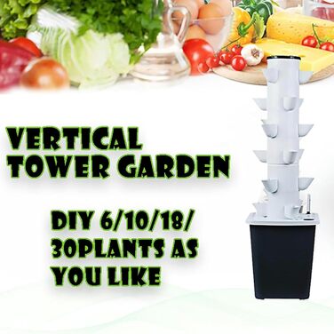 Стручків Hydroponics Tower Garden Система гідропонного вирощування Набір для аеропоніки для вирощування фруктів і овочів із зволожуючим насосом Адаптер Сітка Горщики Таймер для, 30