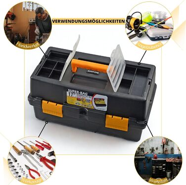 Ящик для інструментів - Порожній ящик для рибальських снастей 17&39 - Складаний та розкладний, 2 рівні - Органайзер та ящик для сортування дрібних деталей - Ящик/ящик для зберігання рибальських снастей - для шкантів, цвяхів, рибальських аксесуарів