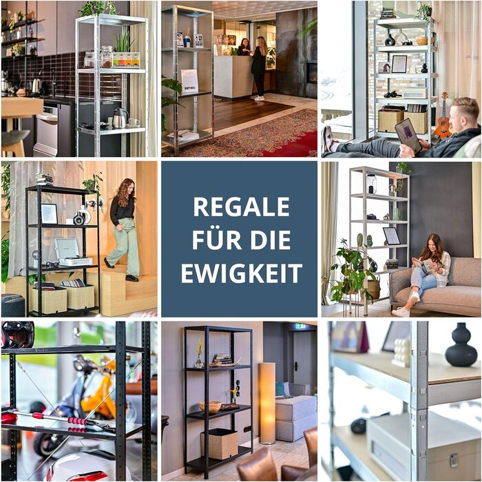 Система стелажів SCHULTE з 4 полицями PowerMAX, вантажопідйомність 70 кг, 200x100x50 см (ВxШxГ), оцинкована (полиця для зберігання, полиця для майстерні, полиця для підвалу, полиця для гаража, металева полиця)