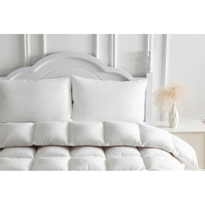 Пухова подушка Homyrium 80 x 80 см, пухова подушка для голови 80x80, пухова 3-камерна подушка зі 100 пуху та пера, подушка для сну готельної якості, чохол зі 100 бавовни, сертифікована Oeko-Tex (1600 г, 1 упаковка), 80 x 80 см