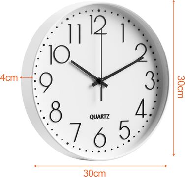 Настінний годинник Uootach, 30 см (12 дюймів), сучасний настінний годинник (білі чорні символи)