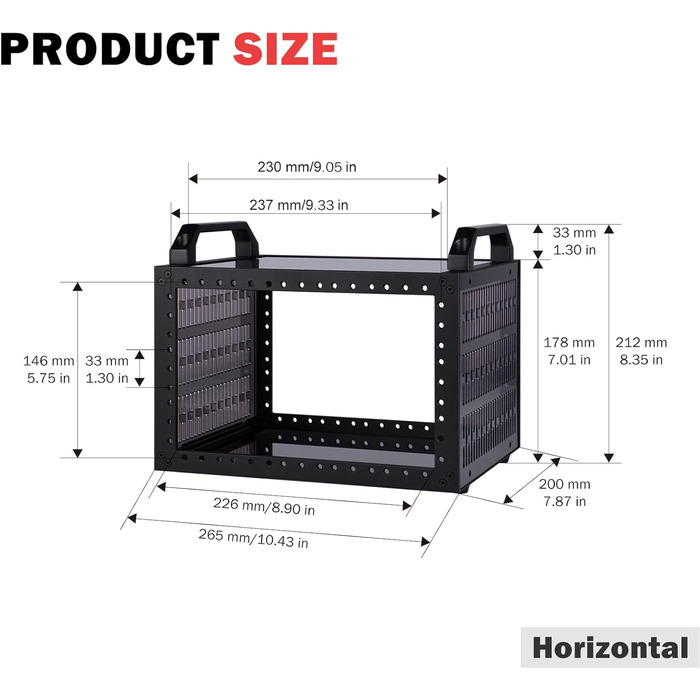 Міні-серверна шафа GeeekPi DeskPi RackMate TT для міні-ПК, міні-стійка глибиною 200 мм, включаючи 2 полиці-вставки по 0,5U, для NAS, AV та мережевих технологій (чорна)