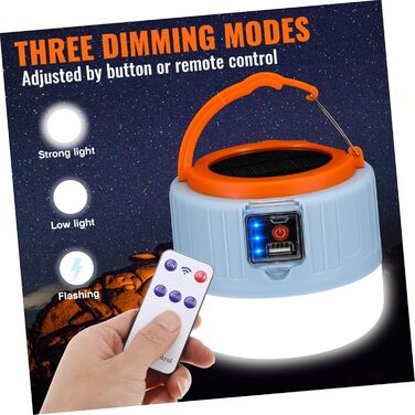 Сонячний кемпінговий світильник ibasenice з дистанційним керуванням, акумуляторний наметовий світильник для кемпінгу та саду, розумний індикатор живлення, режими яскравості, універсальне використання