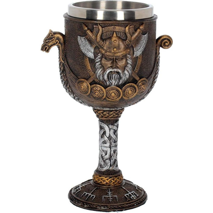 Келих Nemesis Now Valhalla 17 см, смола зі вставкою з нержавіючої сталі, коричневий