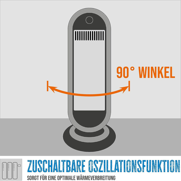 Інфрачервоний обігрівач Gde GIH 900 (потужність нагріву 900 Вт, 2 рівні нагріву (450/900 Вт) з коливаннями або без них, максимальна продуктивність обігріву приміщення 20 м, карбонові нагрівальні елементи, велика основа та захист від перекидання, ручка для