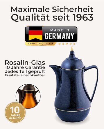 Ізольований графин ROTPUNKT 1 л - кавник преміум-класу, виготовлений у Німеччині Зберігає напої гарячими до 24 годин Ізольований графин для кави та чаю (Sema 911, Sparkling Nightsky)