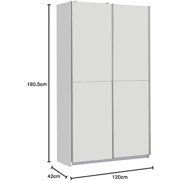Біла багатофункціональна шафа, сучасна, 2-дверна з полицями, шафа з розсувними дверима, вішалка для пальто, дерев&39яний композит, матово-білий колір, 120 см завширшки x 42 см завглибшки x 190,5 см заввишки. Біла матова багатофункціональна шафа, окремий б