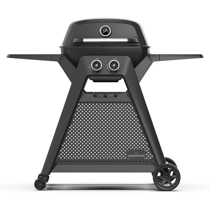 Конфорочний газовий мангал GRANDSTATE BLACK KITE 200 з візком для барбекю, піддоном для збору жиру, потужною подвійною конфоркою,