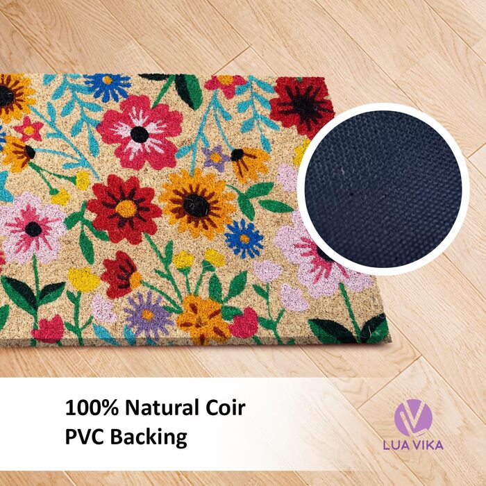 Кокосовий килимок для дверей - Ботанічний - 40x70 см - Килимок для дверей для приміщень та вулиці - Килимки для передніх дверей - Вуличний килимок - Килимки для дверей - Кокосовий килимок для дверей