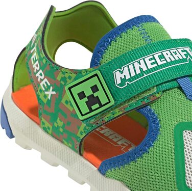 Сандалі Adidas Unisex Kinder Minecraft Terrex Captain Toey 2.0, 35 EU, напівлюцидний, лаймовий, синій, напівімпактний, помаранчевий