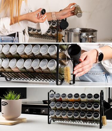 Підставка для спецій Deco haus, настінна та настінна З БАНКАМИ ДЛЯ СПЕЦІЙ ТА ЕТИКЕТКАМИ - Органайзер для спецій - Органайзер для підставок для спецій - Підставка для спецій - Підвісна система підставок для спецій - Зберігання спецій - Банки для спецій з п