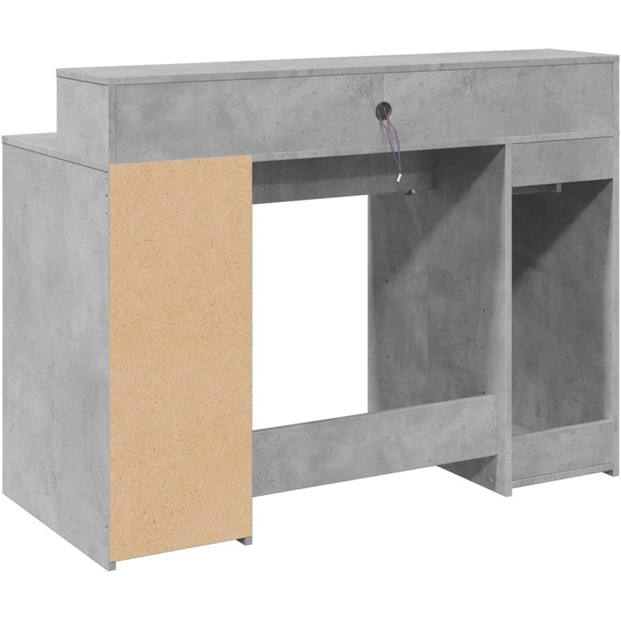 Світлодіодний стіл, бетонно-сірий, 120x55x91 см, матеріал на основі дерева, комп&39ютерний стіл, офісний стіл, кутовий стіл, робочий стіл, ПК-стіл для офісу, кабінету, спальні, вітальні