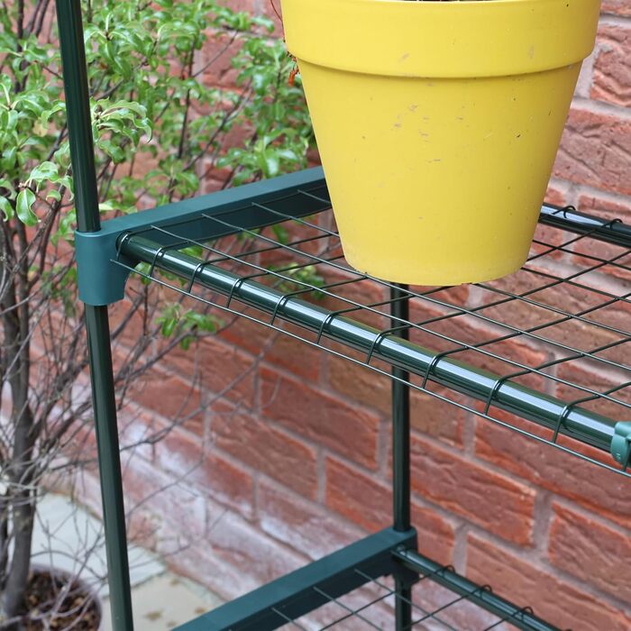 Садова полиця DIVCHI на 4 рівні Полиця для теплиці Полиця для сараю Полиці для рослин Полиця для гаража Вітрина для теплиці легке складання без інструментів (2 шт.) (Квіткові горщики не входять до 2 шт. (4-рівнева))