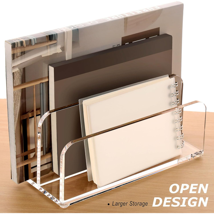 Акриловий сортувальник листів SANRUI, настільний органайзер, 2 відділення, прозорий, невеликий розмір файлів, листи, офіс, документи, настільне зберігання, рахунки, конверти, офіс, дім, школа