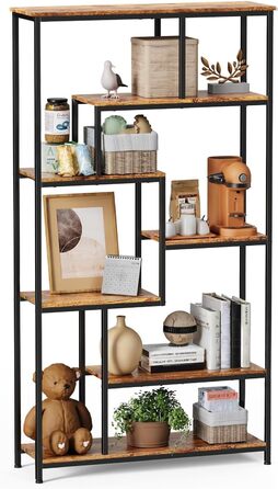 Ярусна зміщена книжкова полиця Bealife. Відкрита окремостояча полиця для вітальні, промисловий дизайн, 98 x 30 x 180 см, офіс, кабінет, ретро, 5-