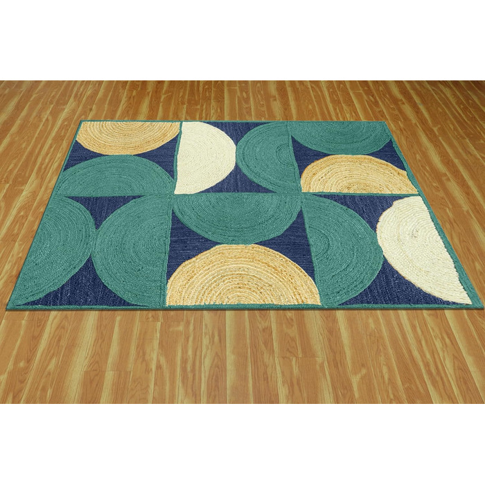 Колекція CASAVANI Прямокутний килим, 25,4 x 35,6 см, візерунок Blue & Multi, тканий джутовий килим, геометричний килим кілім, для